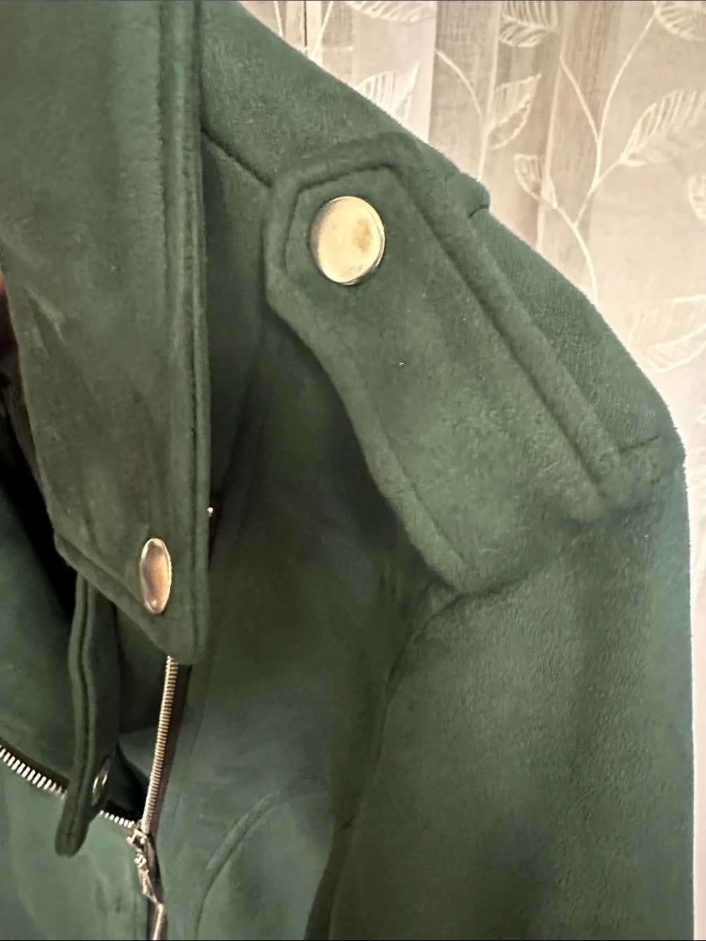 Forest Green Faux Suede Moto Jacket - Picture 5 of 13